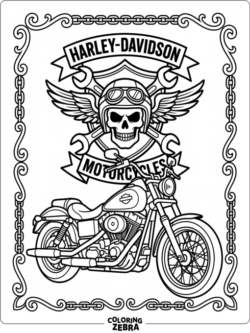 Harley Davidson skull motorcycle emblem