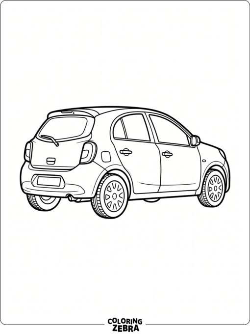 A hatchback car with a small rear window