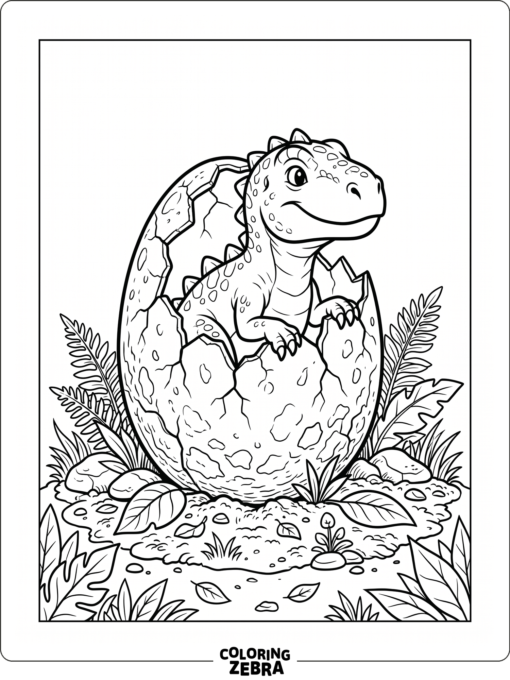 A baby T rex hatching from a cracked egg