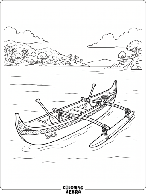 A canoe on calm water with paddles