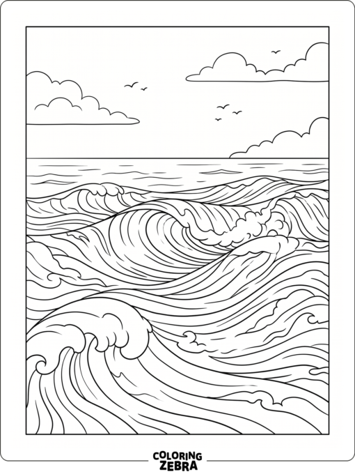 Wide ocean waves under a clear island sky