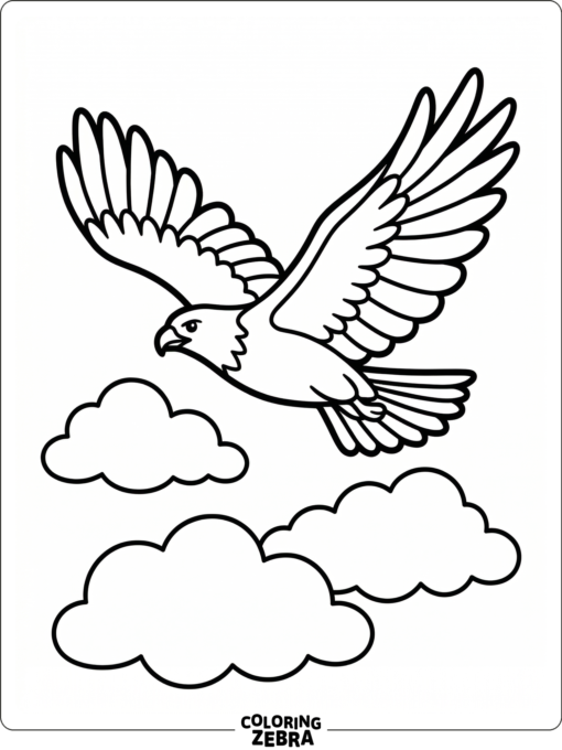 An easy hawk flying above small clouds