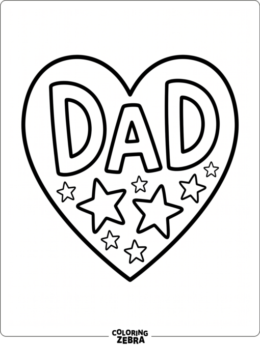 Heart with the word dad and stars
