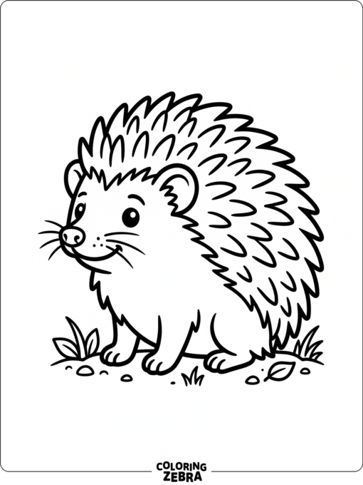 A hedgehog outline on a blank background