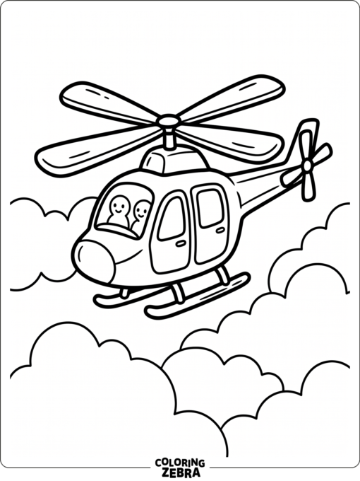Toddler helicopter with oversized rotors and clouds