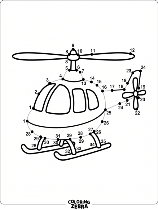A dot to dot helicopter with numbered points