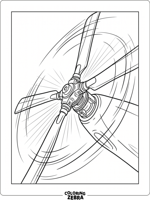 Close-up helicopter rotor with hub and blades
