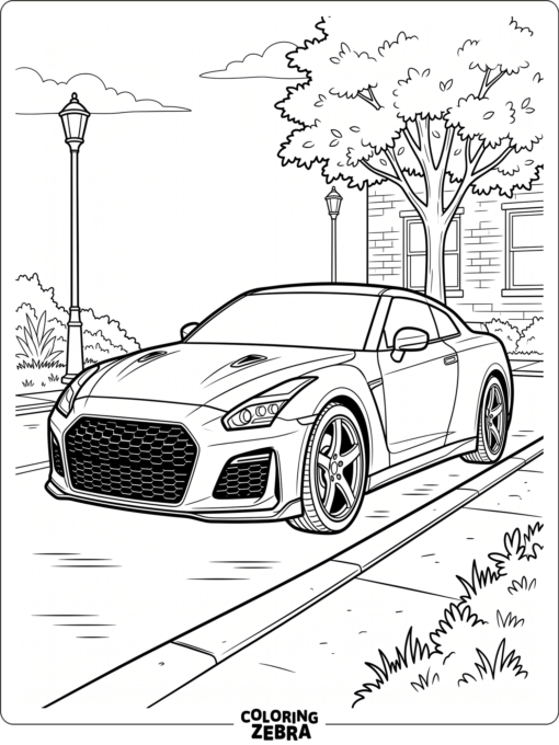 A low car with a bold grille and clean outline