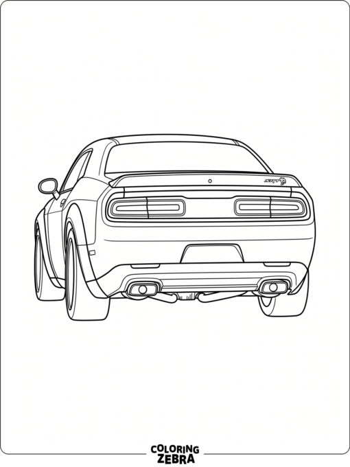 Hellcat rear view with dual exhaust pipes