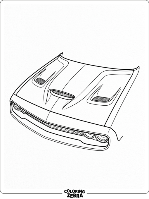 Hellcat hood with scoop and vent details