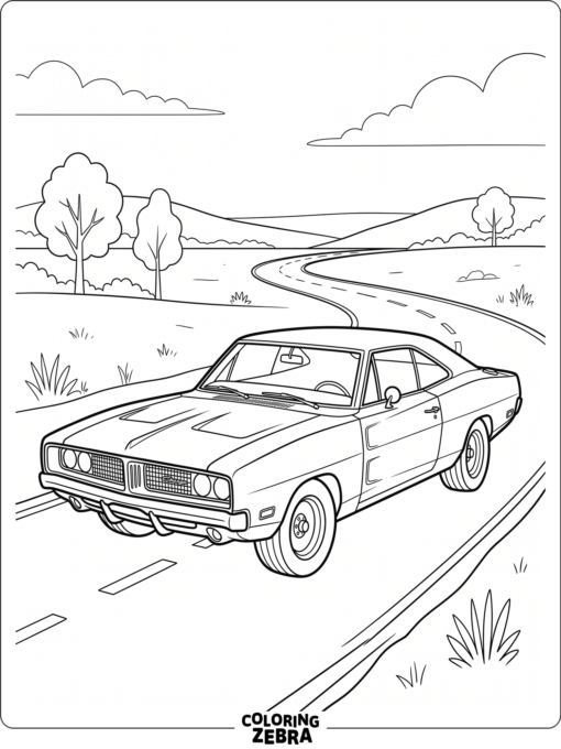 A classic muscle car with a powerful stance