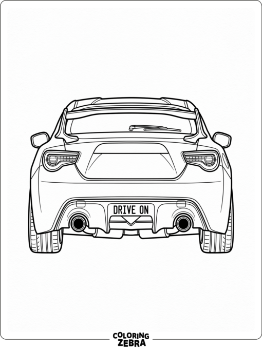 A car rear with taillights, spoiler, and dual exhaust