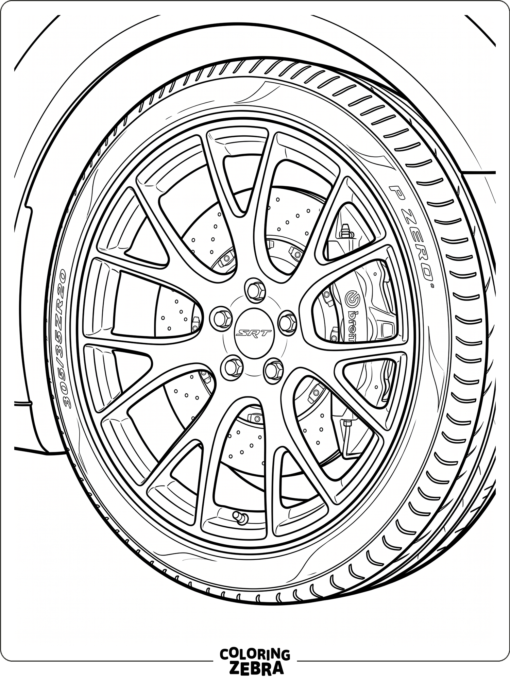 Hellcat wheels with low-profile tires and brake details