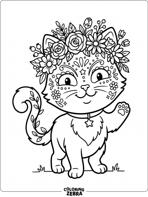 Hello Kitty in Day of the dead style