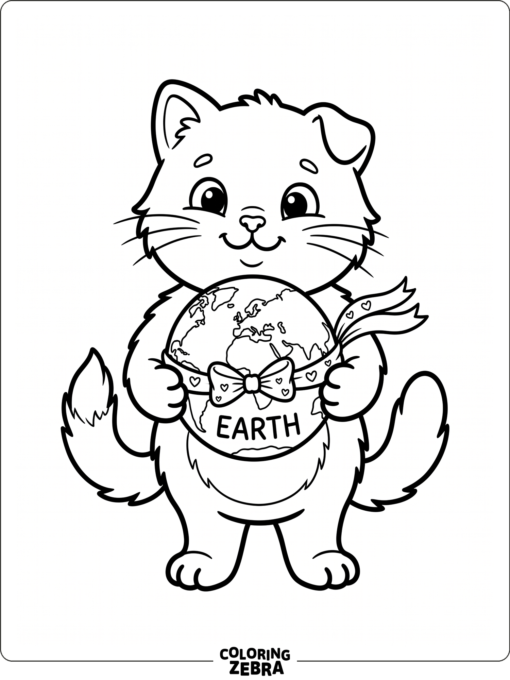 Cute Cat Holding the Earth