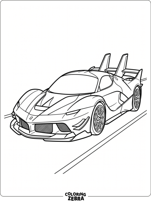 A high power supercar with a deep splitter and twin fins