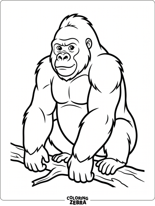 A high detail gorilla outline with crisp lines