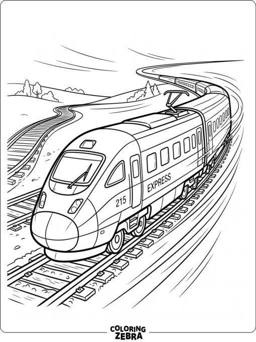 Fast streamlined train with motion lines and windows