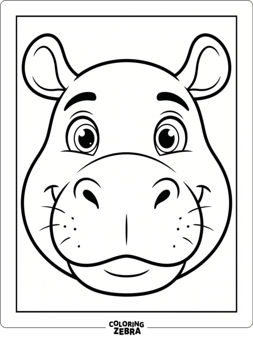 A hippo face with large eyes and ears