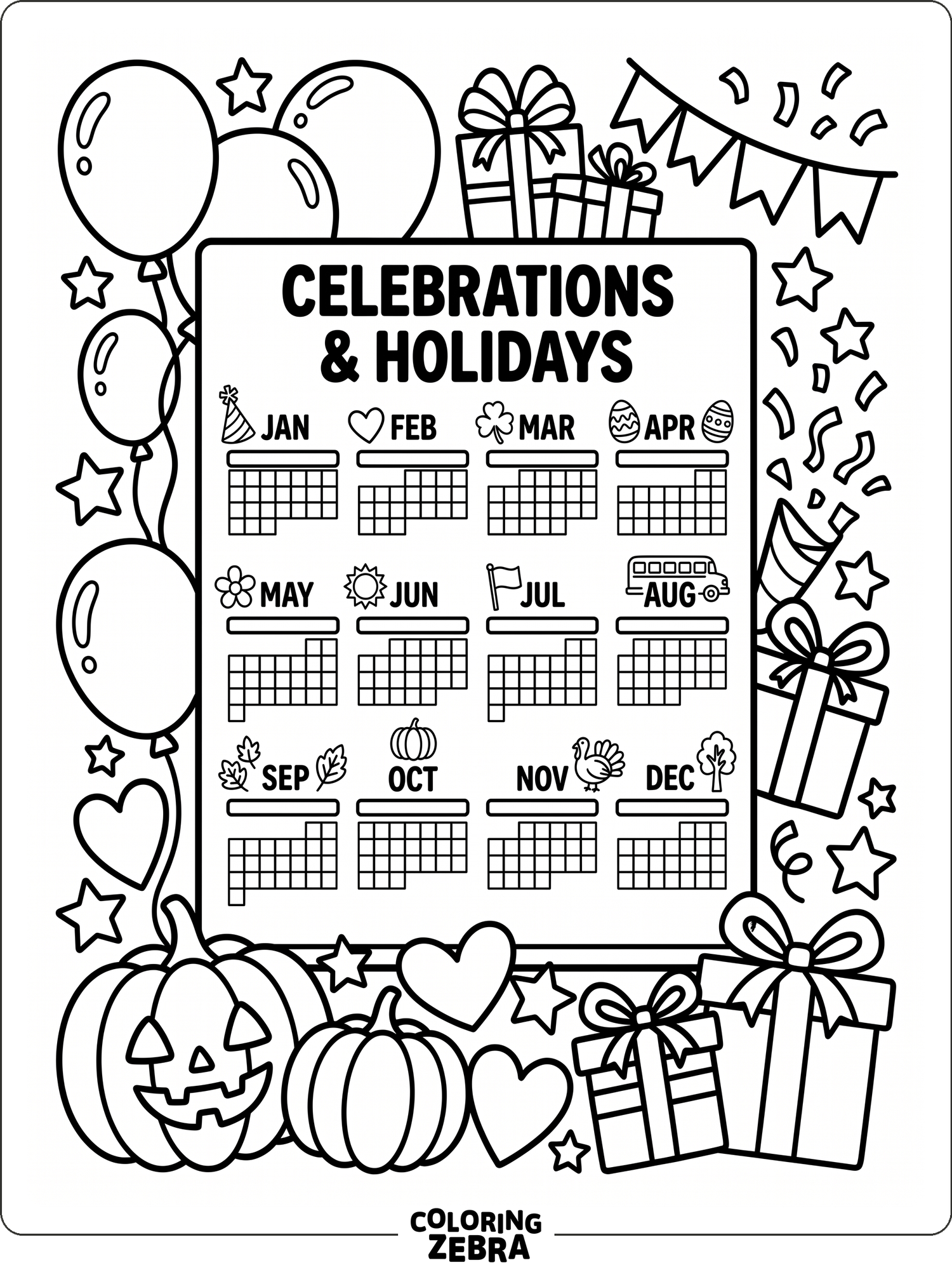 Holiday and celebrations coloring page