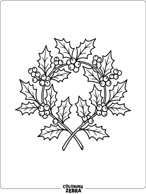 Holly leaves and berries in a simple cluster