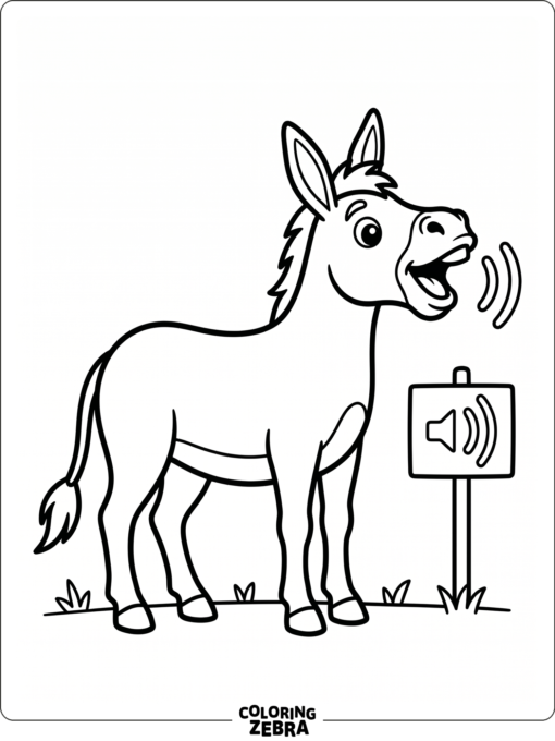 A donkey with its mouth open as if braying