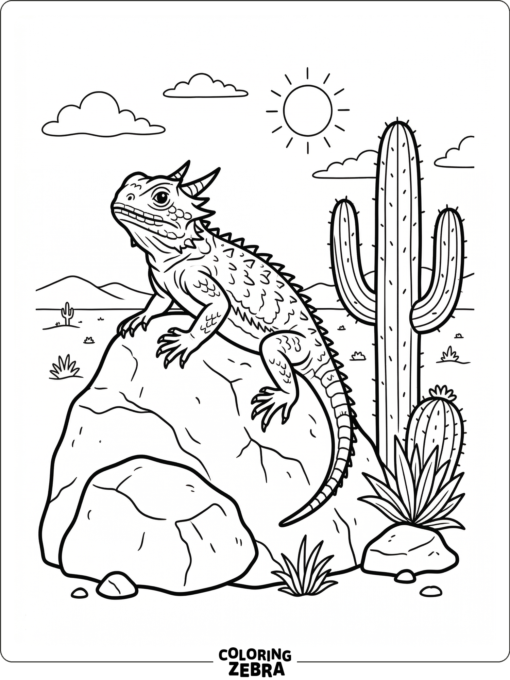 A horned iguana sitting on a desert rock