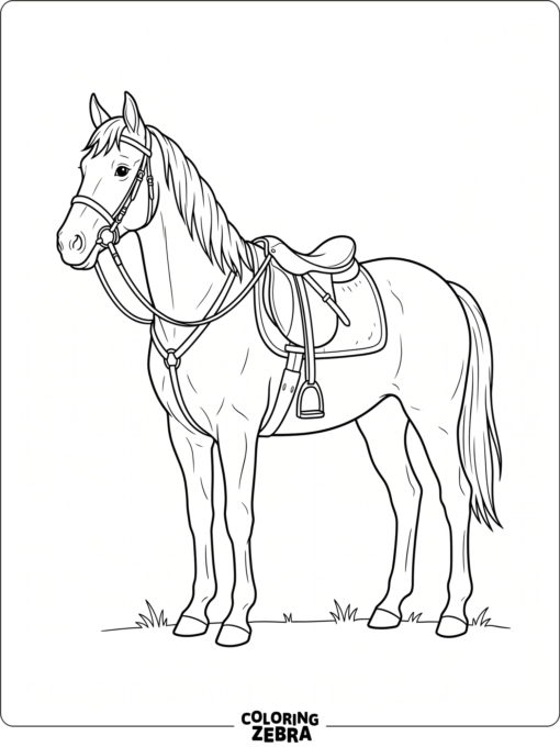 A horse wearing a saddle and reins