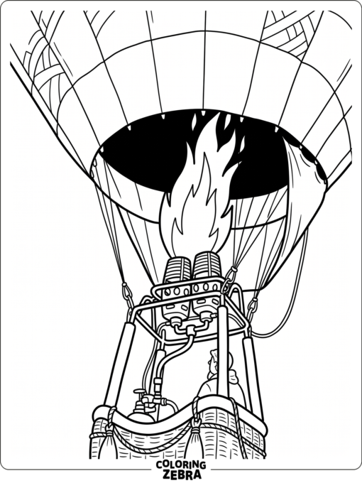 A hot air balloon burner with a flame