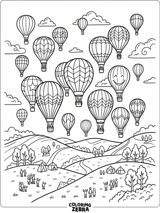 Several hot air balloons rising at a festival