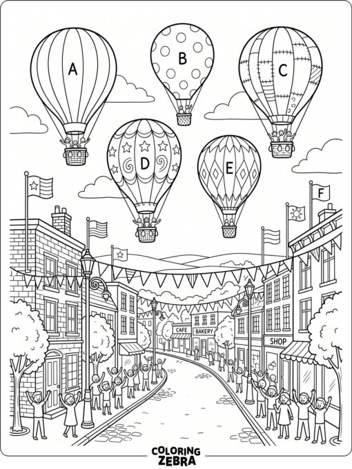 A hot air balloon parade above a street