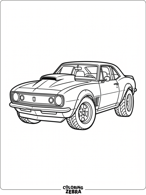 Muscle car hot rod with a hood scoop