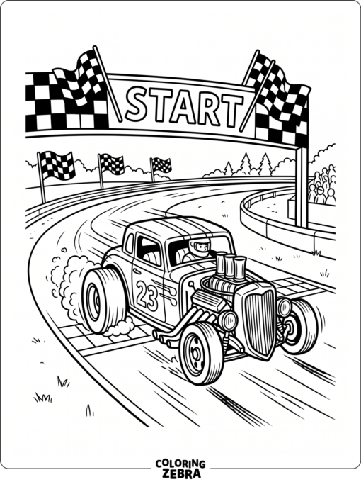 Fast hot rod race car at the starting line