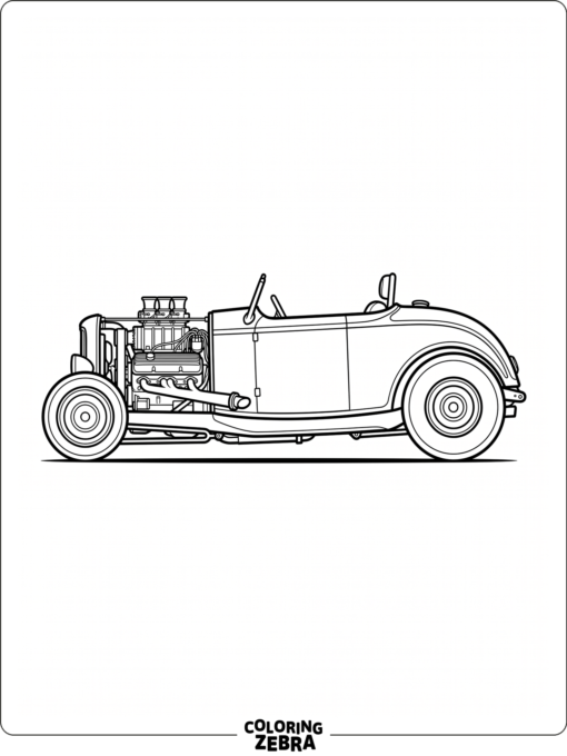 Hot Rod Side View Outline