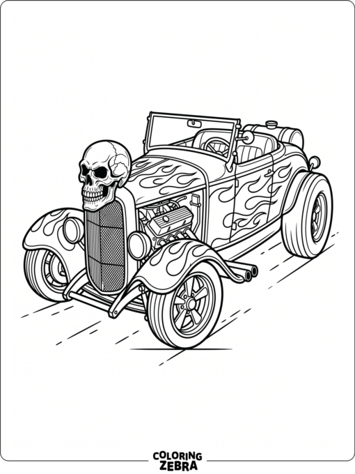Hot Rod with Skull Hood Ornament