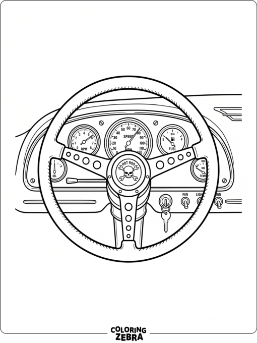 Hot rod steering wheel with dashboard gauges