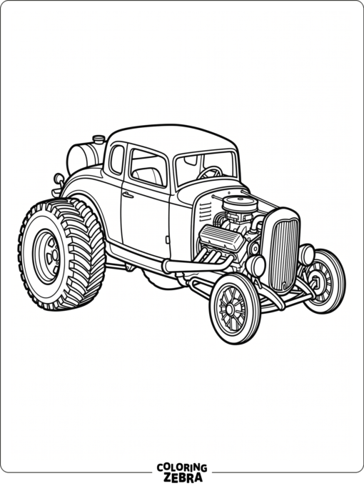 Hot rod with oversized rear tires