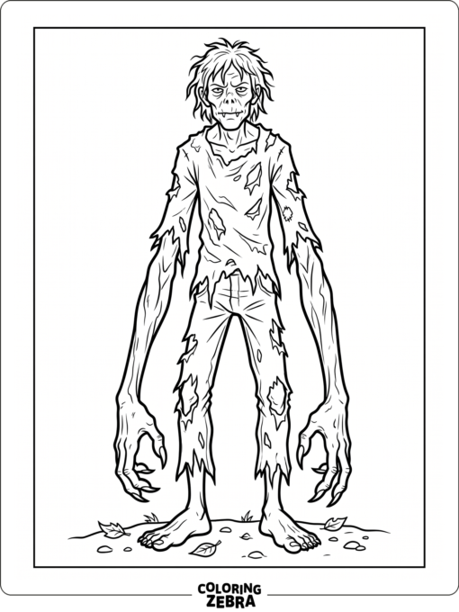 A human-like monster with torn clothes and long arms