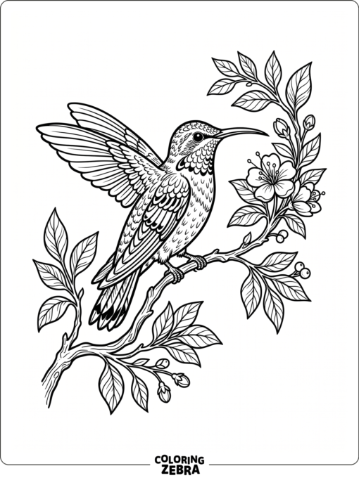 A hummingbird drawn in clean line art