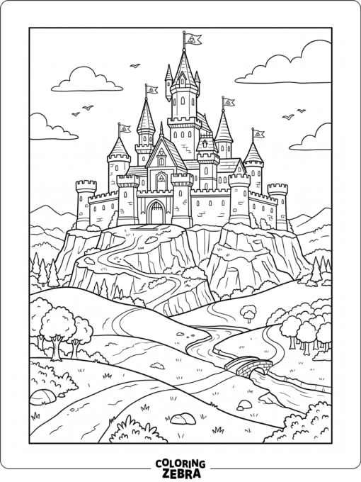 Hyrule Castle with towers and flags