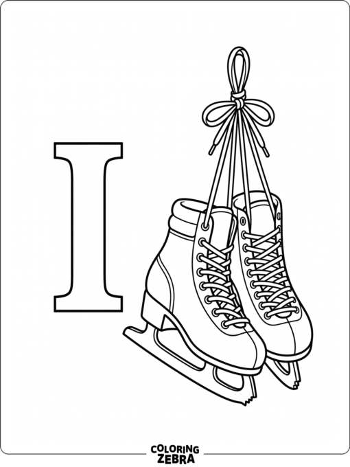 Una letra I con unos patines de hielo colgados