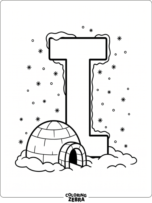 Una I mayúscula junto a un iglú nevado