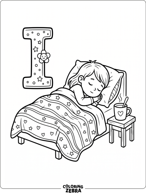 Una carta I con un niño enfermo descansando en la cama