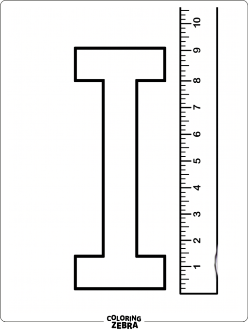 Una letra «I» con una regla que marca una pulgada