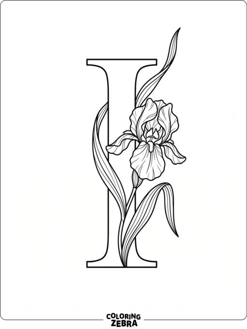 Una letra I con una flor de iris