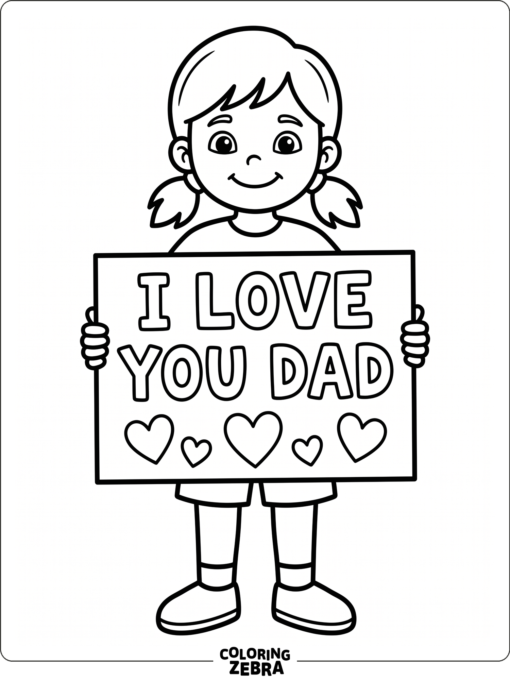 Child holding an I Love You Dad sign