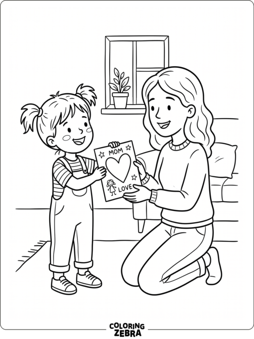 Child giving mom a heart-shaped note