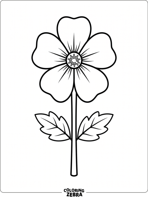 A large flower centered with stem and leaves