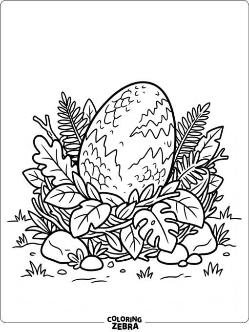 A large dinosaur egg in a nest