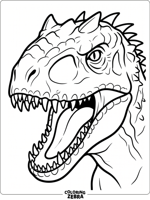 A close-up of an indominus rex face